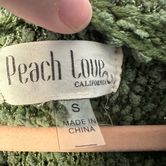 Peach Love California Women’s Green Popcorn Knit Hooded Tunic Size Small - Picture 8 of 9